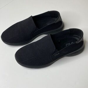 Fila Womens Black Mesh Slip-On Energized Comfort Sneakers Size 7.5